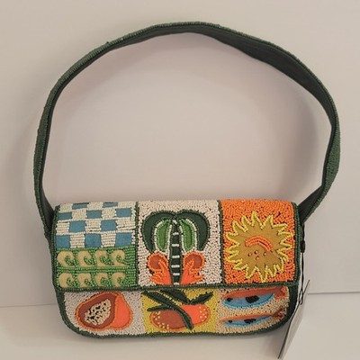 America & Beyond Tropical Patchwork Mosiac Sealife Fruit Hand Beaded Bag Exotic  | eBay | eBay US