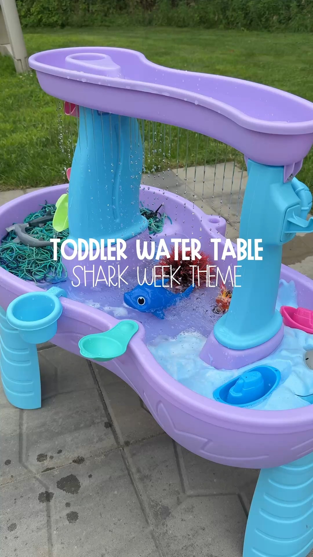 Toddler Water Table: Shark Week Theme! 🦈⛵️🌊

Happy Shark Week! To celebrate, I planned a few shark-themed toddler activities—and this was our very first themed water table setup. It was such a hit! 💙

Here’s how I put it together:
🍝 I cooked spaghetti noodles, tossed them in a zip-top bag with food coloring, and let them chill in the fridge. After rinsing off the extra dye, they had the perfect slippery texture for ocean sensory play!

🫧 For the foam, I made aquafaba:
– Liquid from a can of chickpeas
– A few drops of food coloring
– 1/4 tsp cream of tartar
I whipped it with an electric mixer until it turned into fluffy, ocean-blue foam!
Then I added in our @munchkin boats and shark bath toy! ⛵️🦈

In the middle section I added some aquarium plants and a water-activated swimming shark to complete the scene! 🪸

This was such a fun toddler play idea and Macy had so much fun with it!

✨ What water table theme should we try next?

#toddlerplay #summerfun #summertips #funwithwater #watertable #sharkweek #toddleractivities #kidactivities #sensoryactivities #toddlersensoryplay #creatorsearchinsights #CapCut 

#LTKKids #LTKSeasonal #LTKFamily