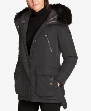 Dkny Faux-Fur-Trim Quilted-Back Puffer Coat | Macys (US)