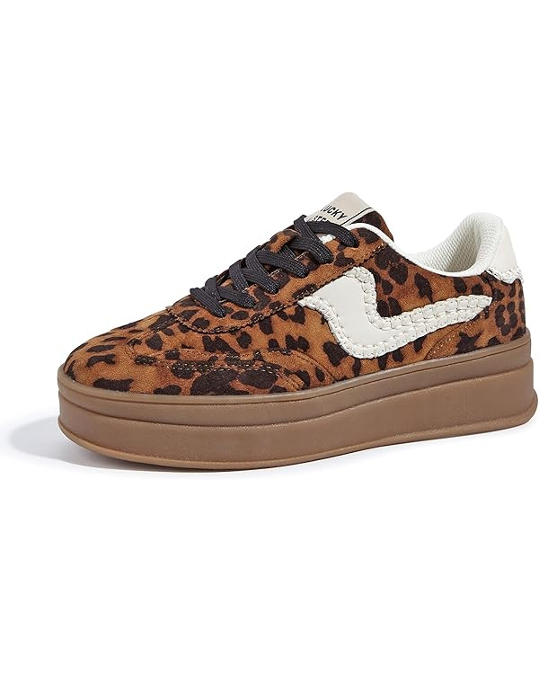 LUCKY STEP Women's Platform Fashion Sneakers Thick Sole Suede Genuine Leather Classic Rubber Gum ... | Amazon (US)