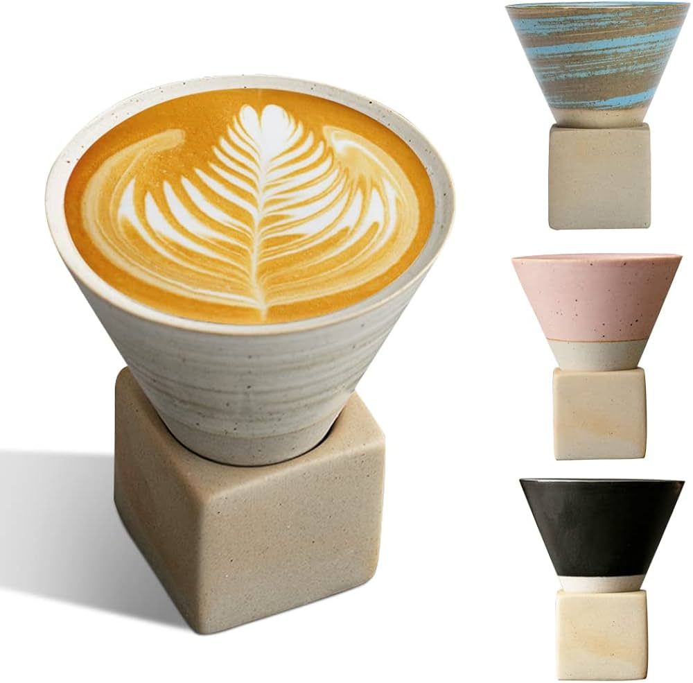 LEPAYU 4PCS Japanese Ceramic Tea Mug,Creative Ceramic Coffee Cups with Base Funnel Milk Cup Elega... | Amazon (US)