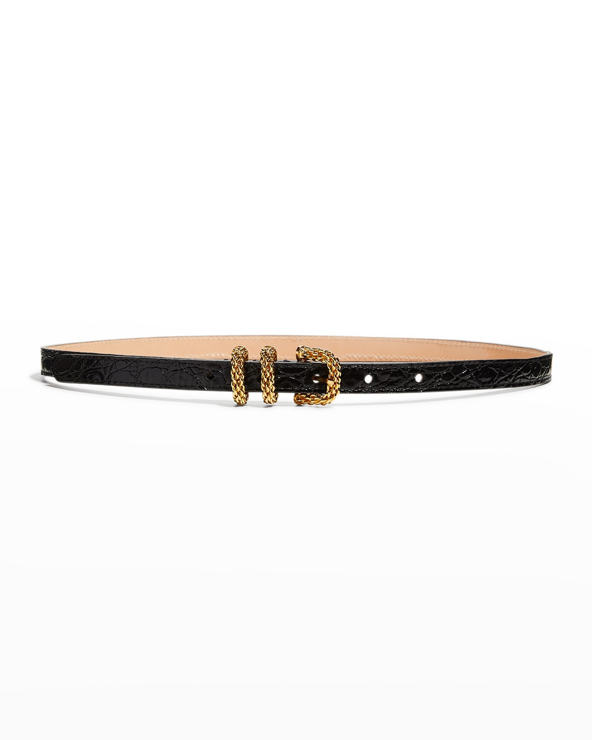 Kat Croc-Embossed Chain Buckle Belt | Neiman Marcus