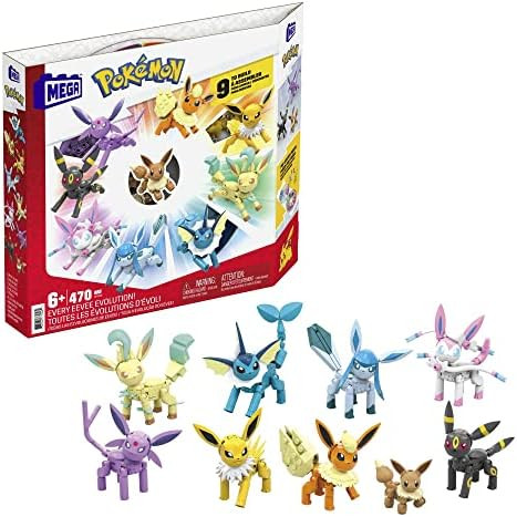 MEGA Pokémon Building Toys Set Every Eevee Evolution with 470 Pieces, 9 Poseable Characters, for... | Amazon (US)