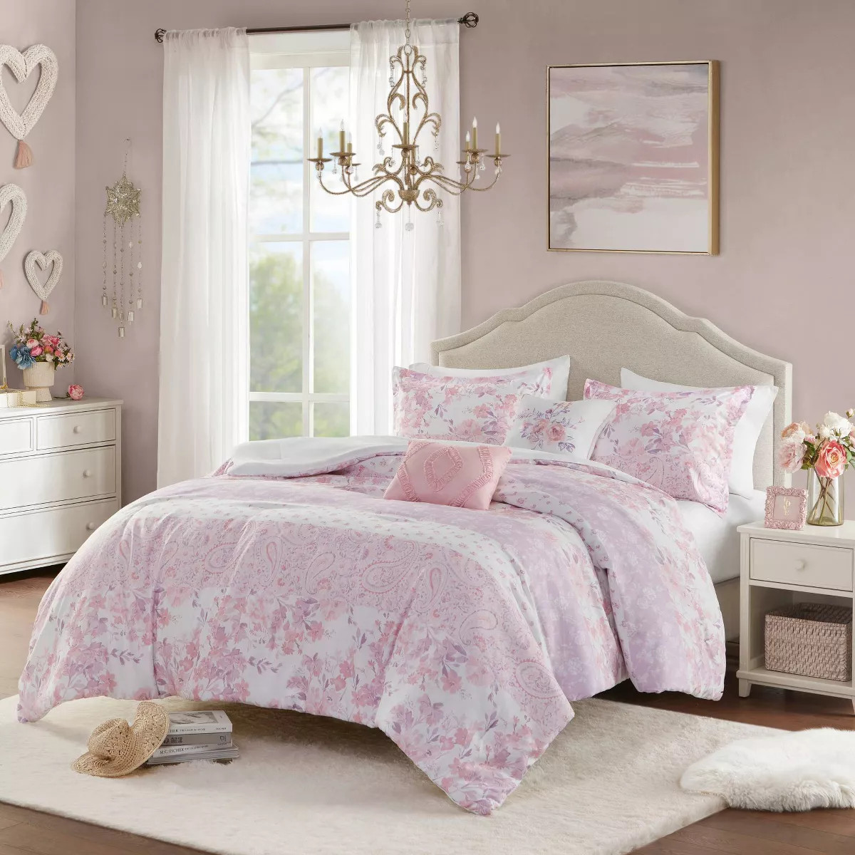 Intelligent Design Twin/Twin XL Colette Floral Paisley Comforter Set Pink: Hypoallergenic Dorm Be... | Target