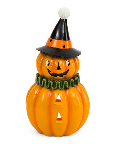 Pumpkin Face With Witch Hat Decor | TJ Maxx