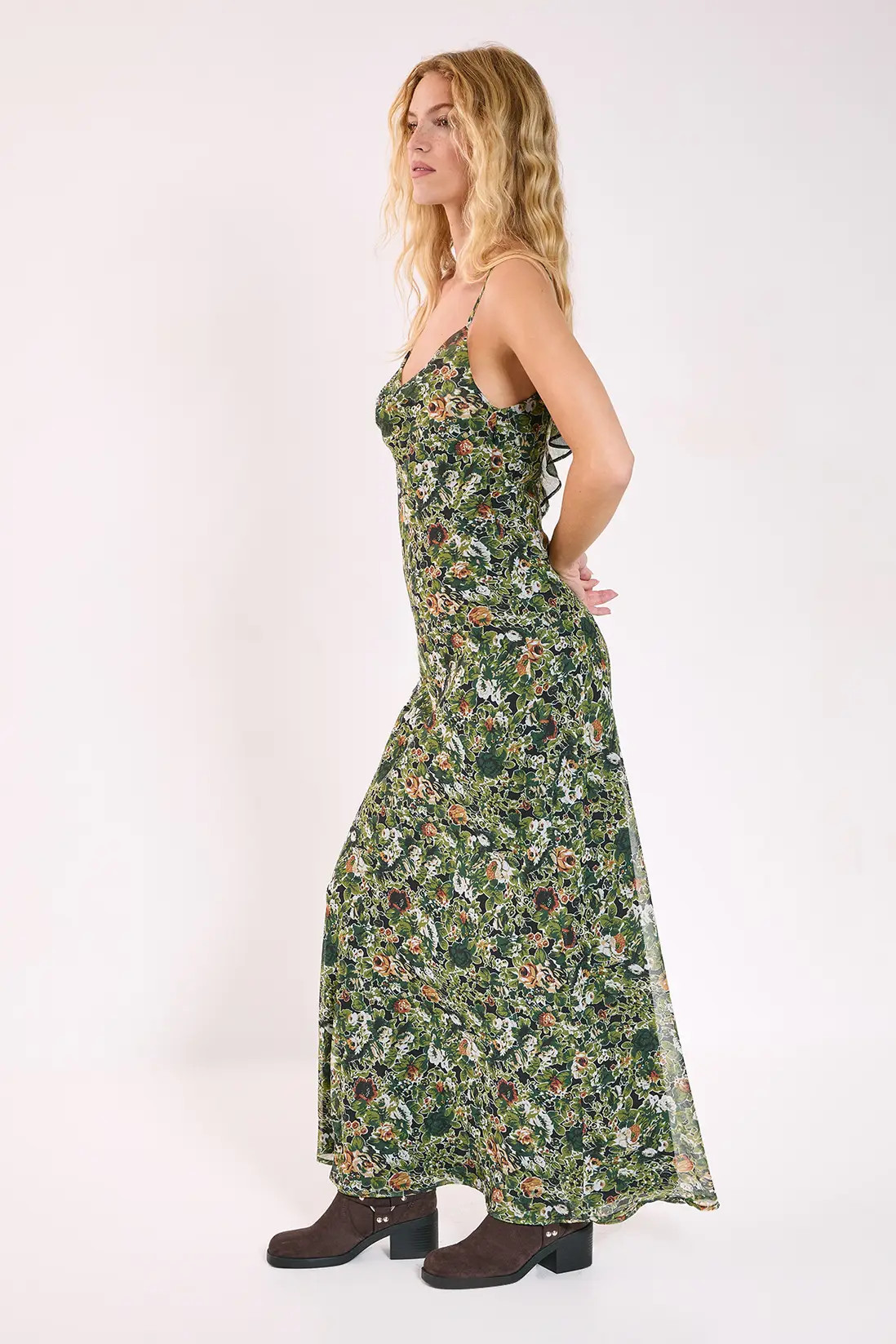 Floral Chiffon Cowl Ruffle Split Maxi Dress | Nasty Gal US