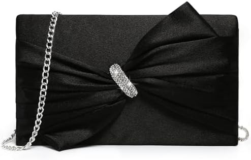 Dasein Women Elegant Satin Bow Flap Evening Bag Rhinestone Clutch Purse Handbag Formal/Wedding/Pr... | Amazon (US)