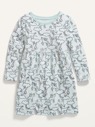 Long-Sleeve Fit &#x26; Flare Printed Dress for Toddler Girls | Old Navy (US)