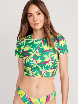 Cropped Rashguard Swim Top for Women | Old Navy (US)