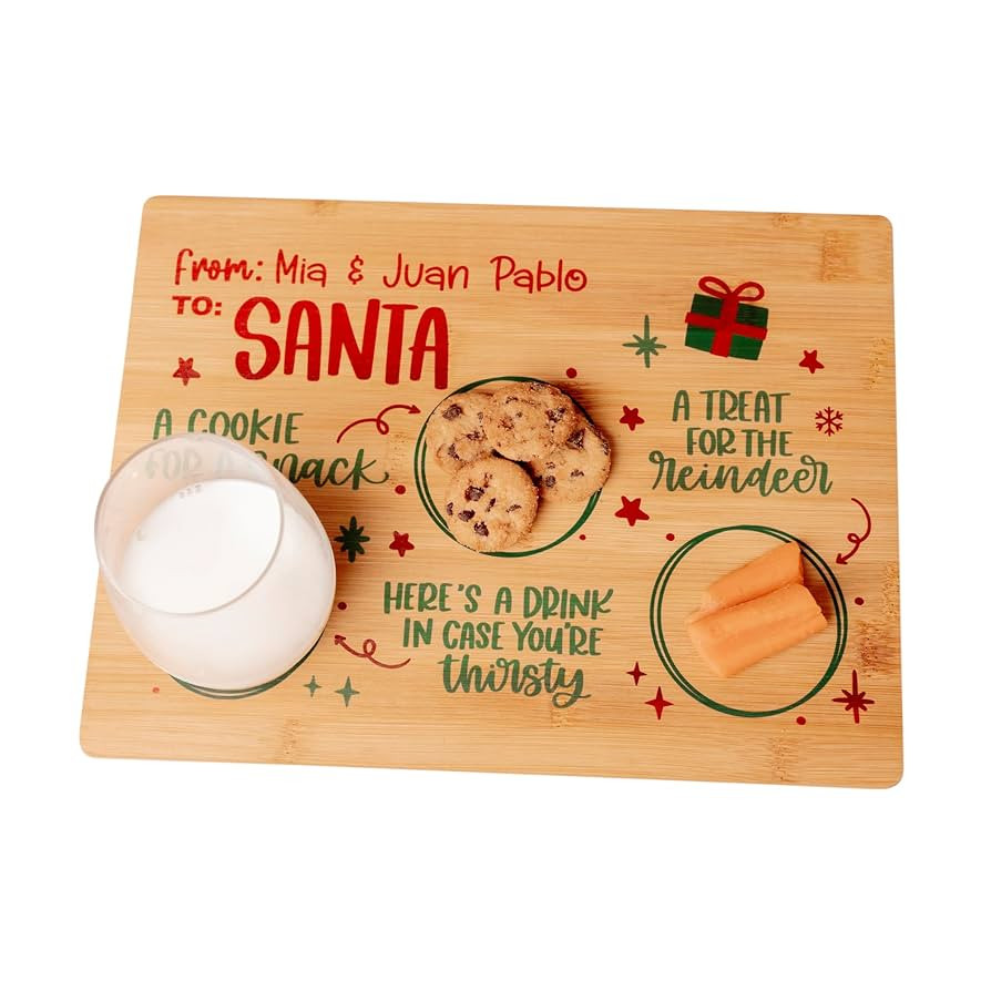 Custom Wooden Christmas Cookies and Milk for Santa Tray, Personalized Treats Serving Board Platte... | Amazon (US)