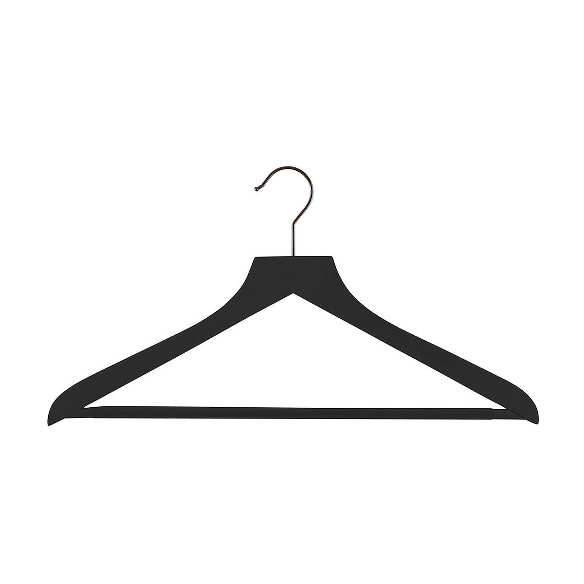 Wooden Shirt Hanger Ribbed Bar Black Pkg/20 | The Container Store