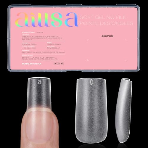 AILLSA Medium Square Nail Tips 450PCS Full Cover Nail Tips Matte Acrylic Upgraded No Need Files Press on Fake Nails Tips for Extension Home DIY Nail Salon 15 Sizes | Amazon (US)