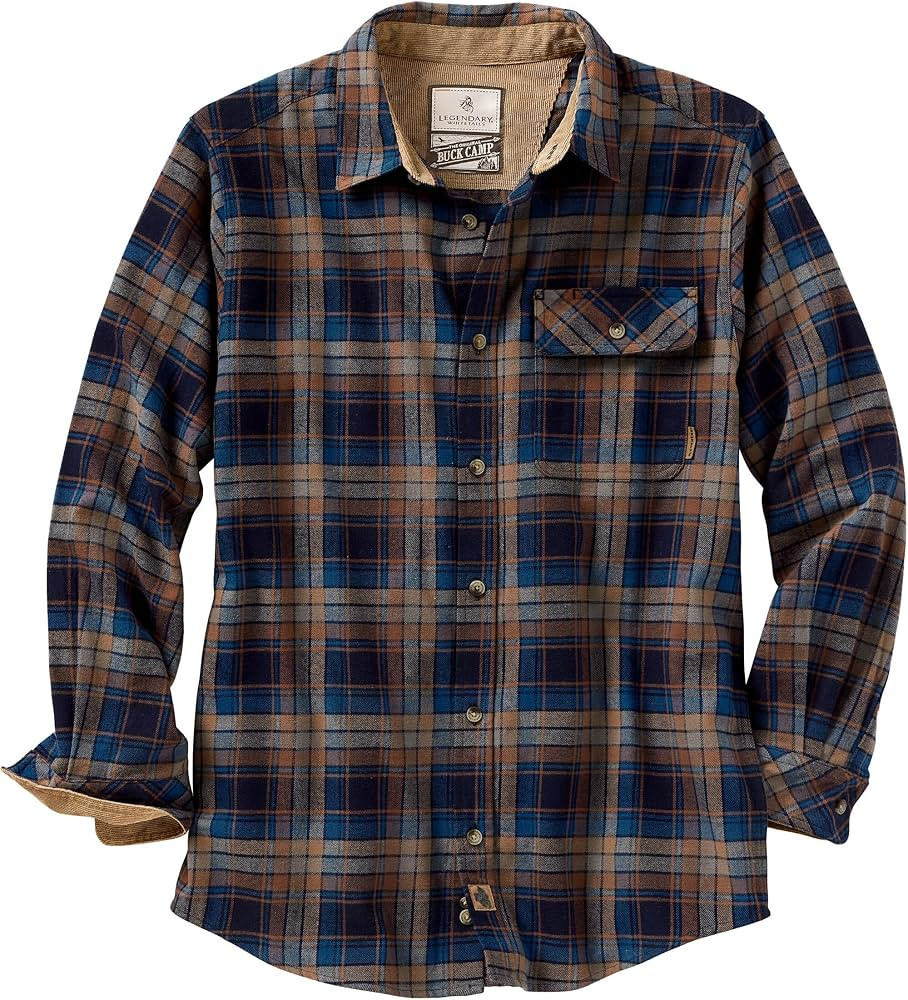 Legendary Whitetails Men's Buck Camp Flannel, Long Sleeve Plaid Button Down Casual Shirt, Corduro... | Amazon (US)