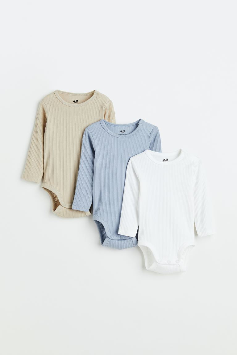 3-pack ribbed bodysuits | H&M (UK, MY, IN, SG, PH, TW, HK)