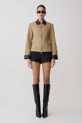 Solange Zip Up Collared Jacket / Natural | MESHKI | XXS | MESHKI US