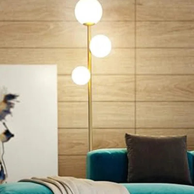 3 Globe Floor Lamp for Living Room,Frosted Glass Shade and Bulbs Included,for Bedrooms | Wayfair North America