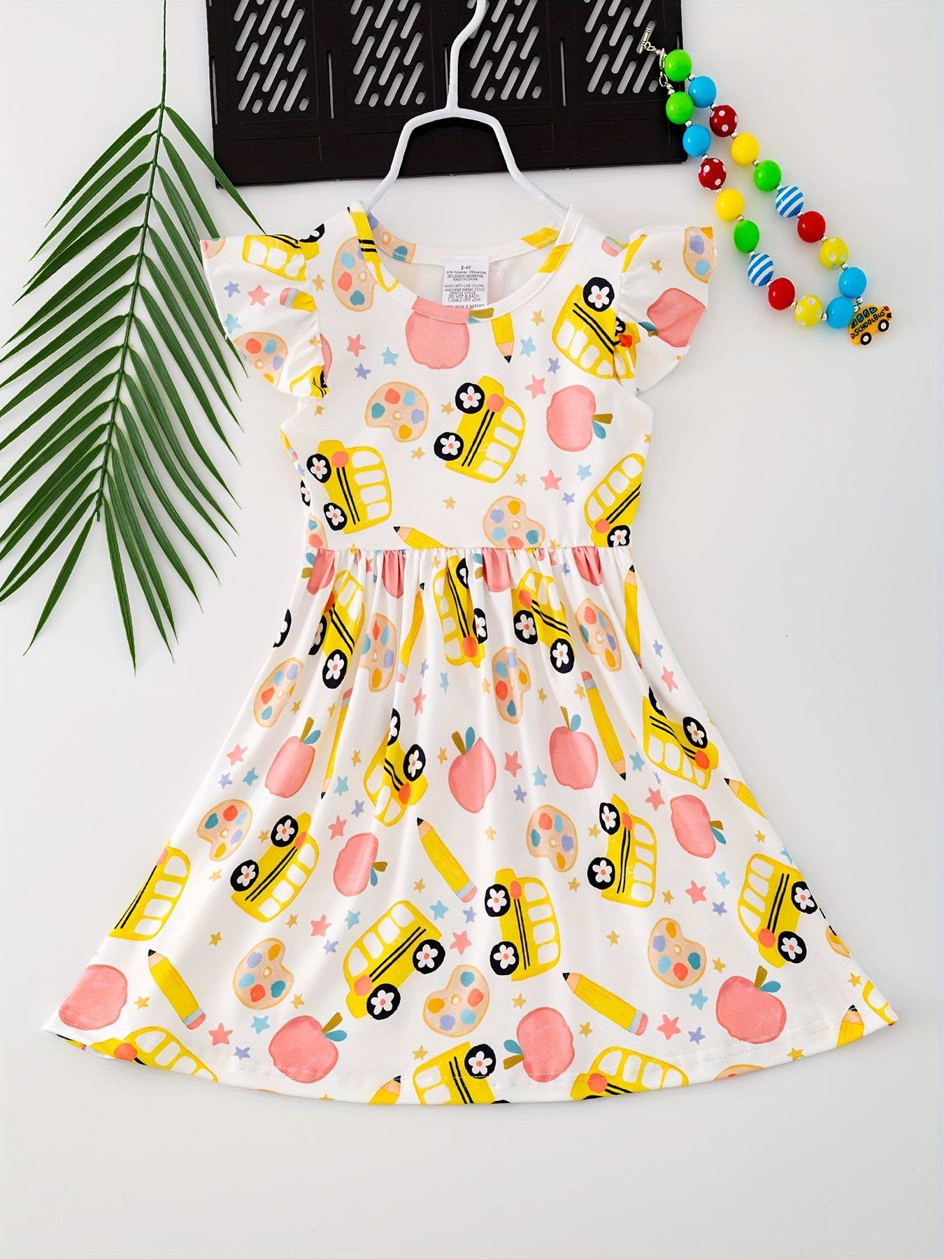 School Bus Fruit Print Ruffle Sleeve Dress Girls Casual - Temu | Temu Affiliate Program