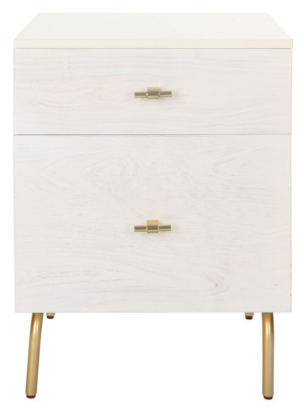 Genevieve 2-Drawer Nightstand, White - Safavieh | Havenly | Havenly