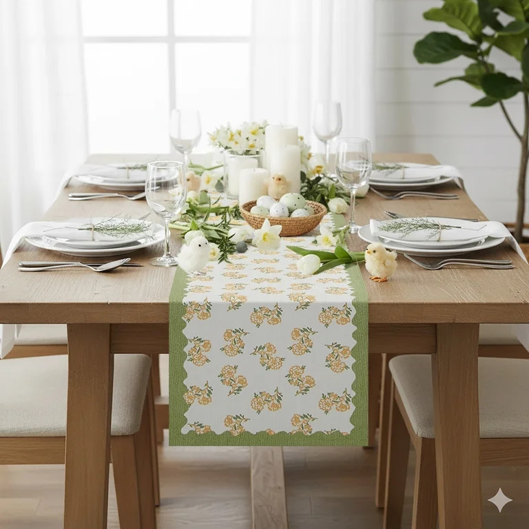 Easter Block Print Table Runner - 14" x 72" - 100% Cotton, Multi-color | Walmart (US)