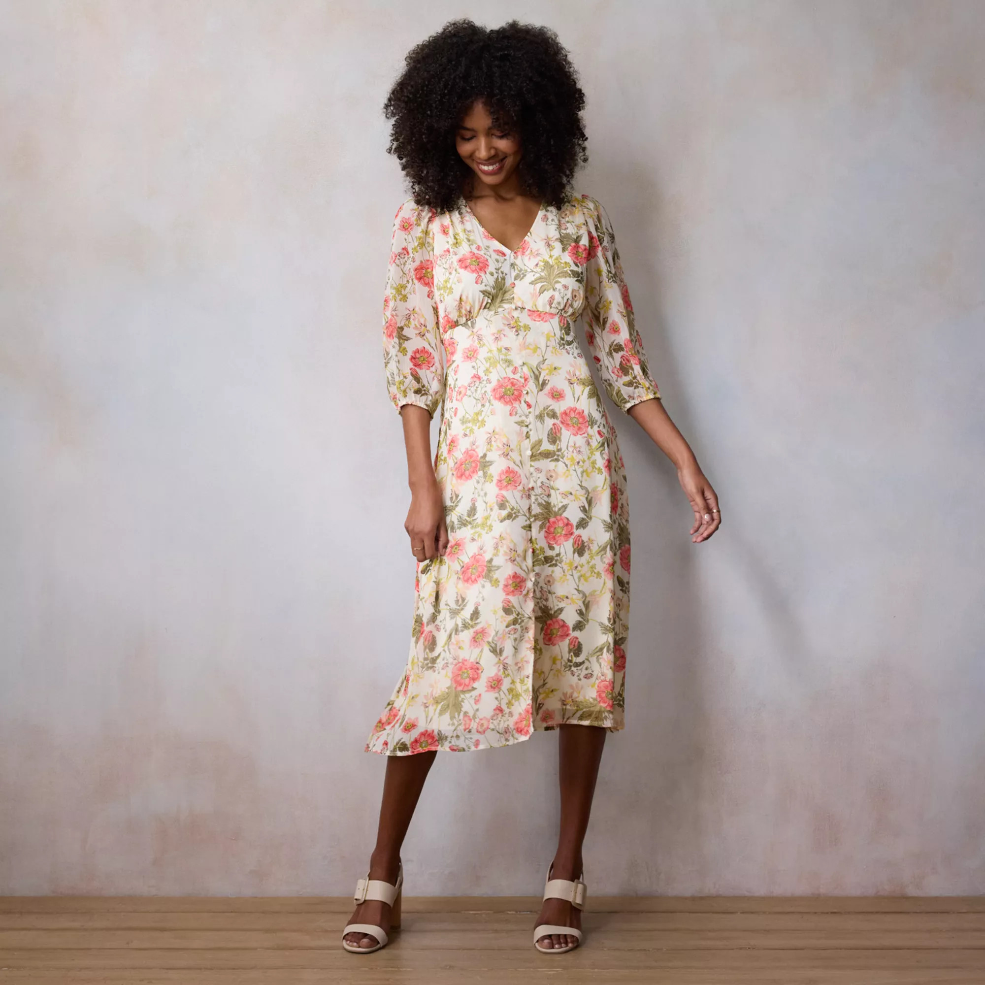 Women's LC Lauren Conrad V-Neck Button Front Midi Dress | Kohl's