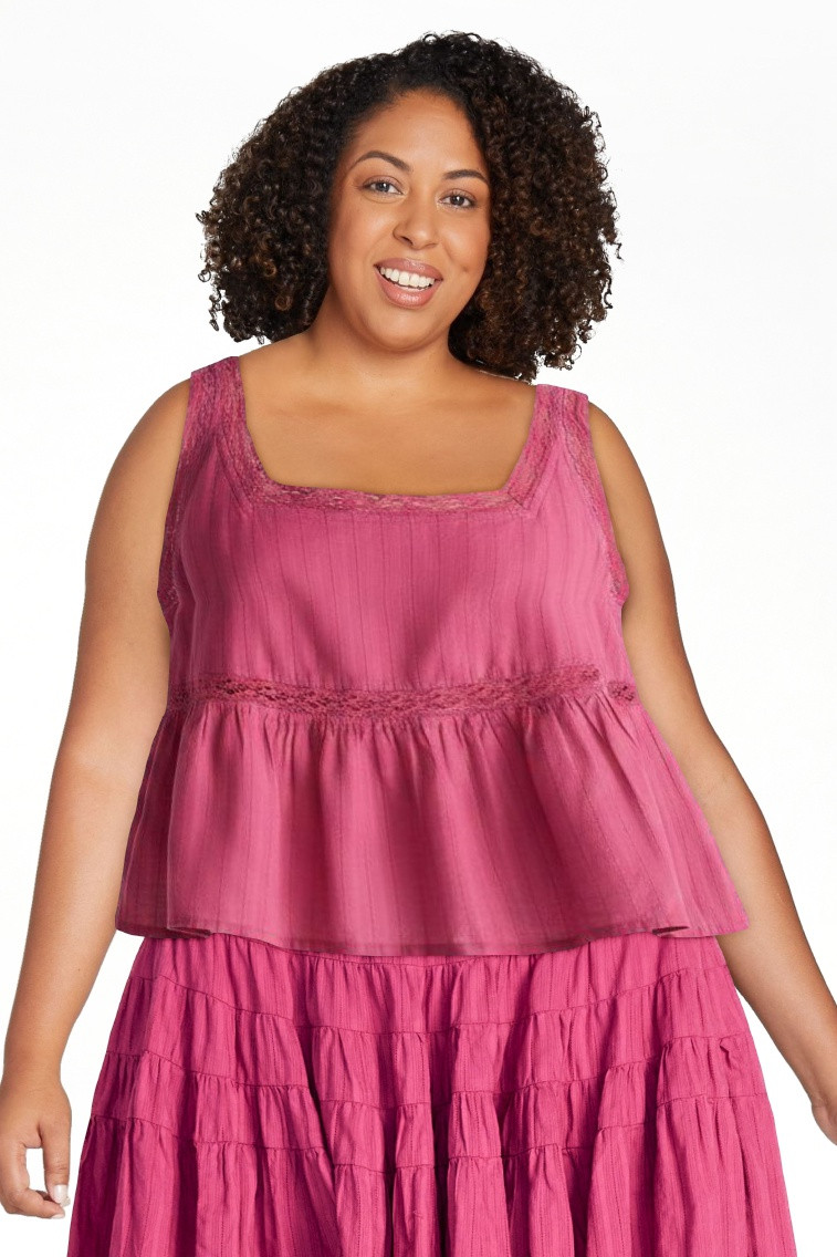 Scoop Women’s and Women’s Plus Cropped Lace Cotton Tank Top, Sizes XS-4X | Walmart (US)