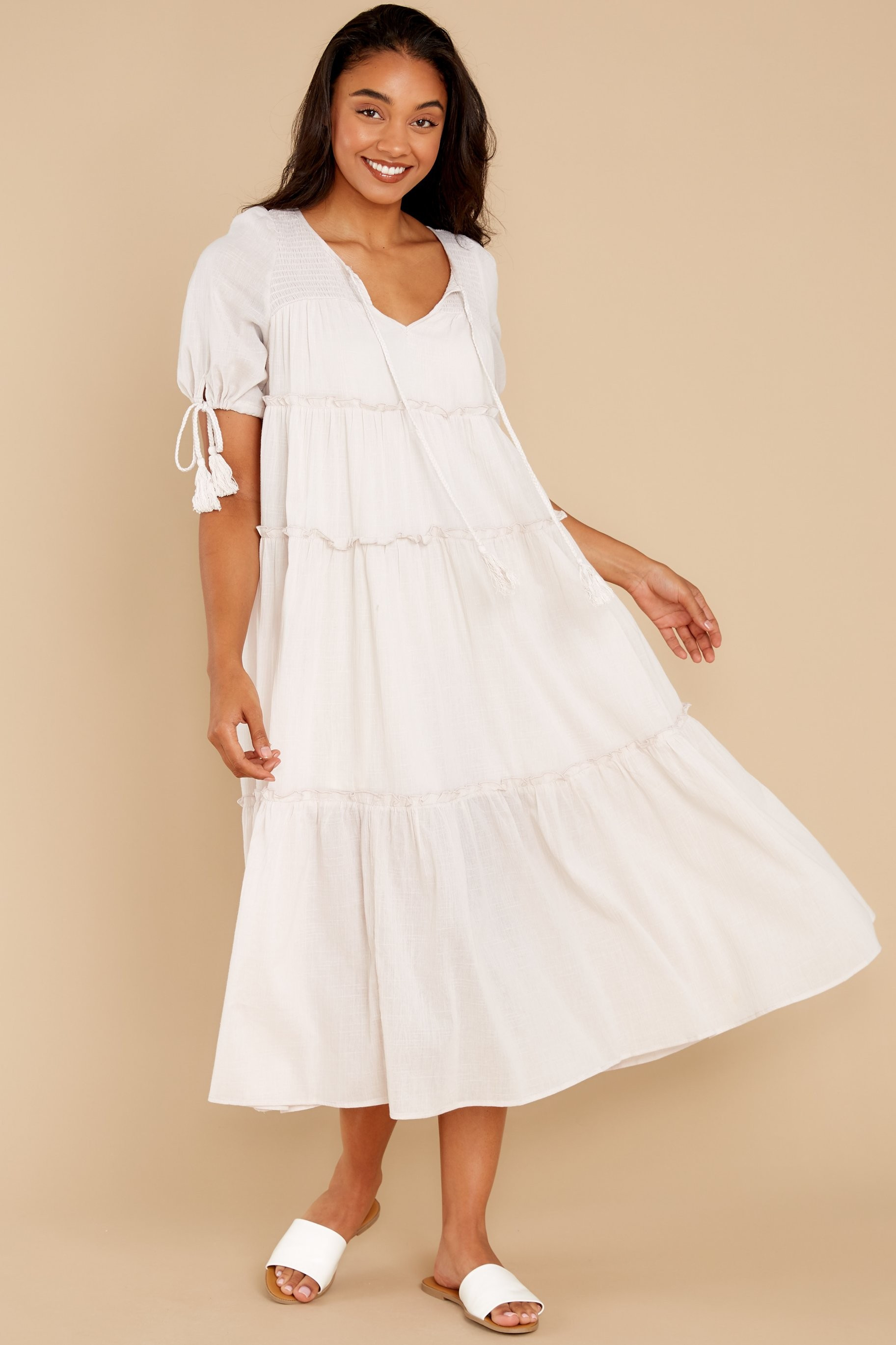 Isn't She Lively Natural Maxi Dress | Red Dress 