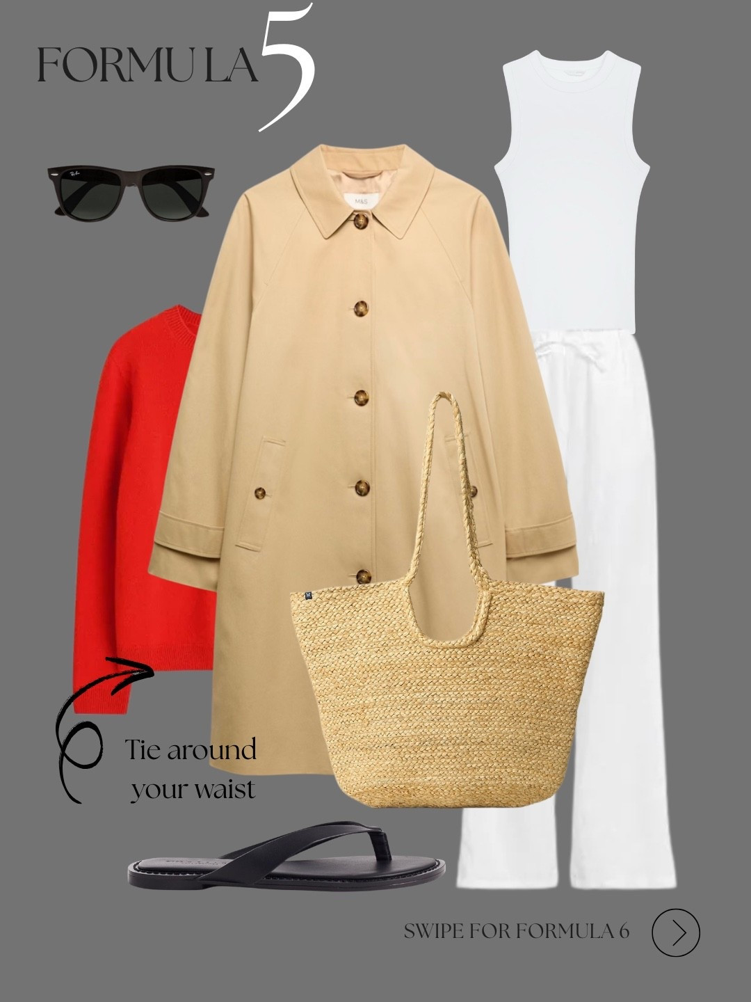 Late summer outfit with accessorised with trench mac