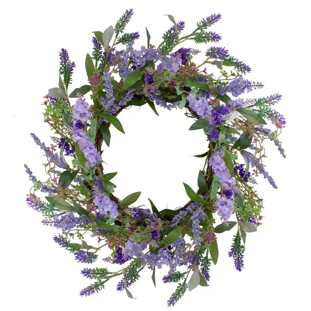 Northlight Lavender Artificial Spring Floral Wreath, Purple and Green - 18-Inch | Target