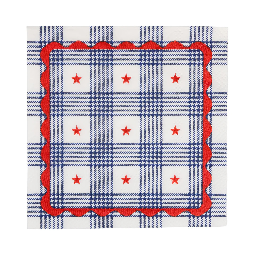 Plaid Stars Paper Cocktail Napkin | My Mind's Eye