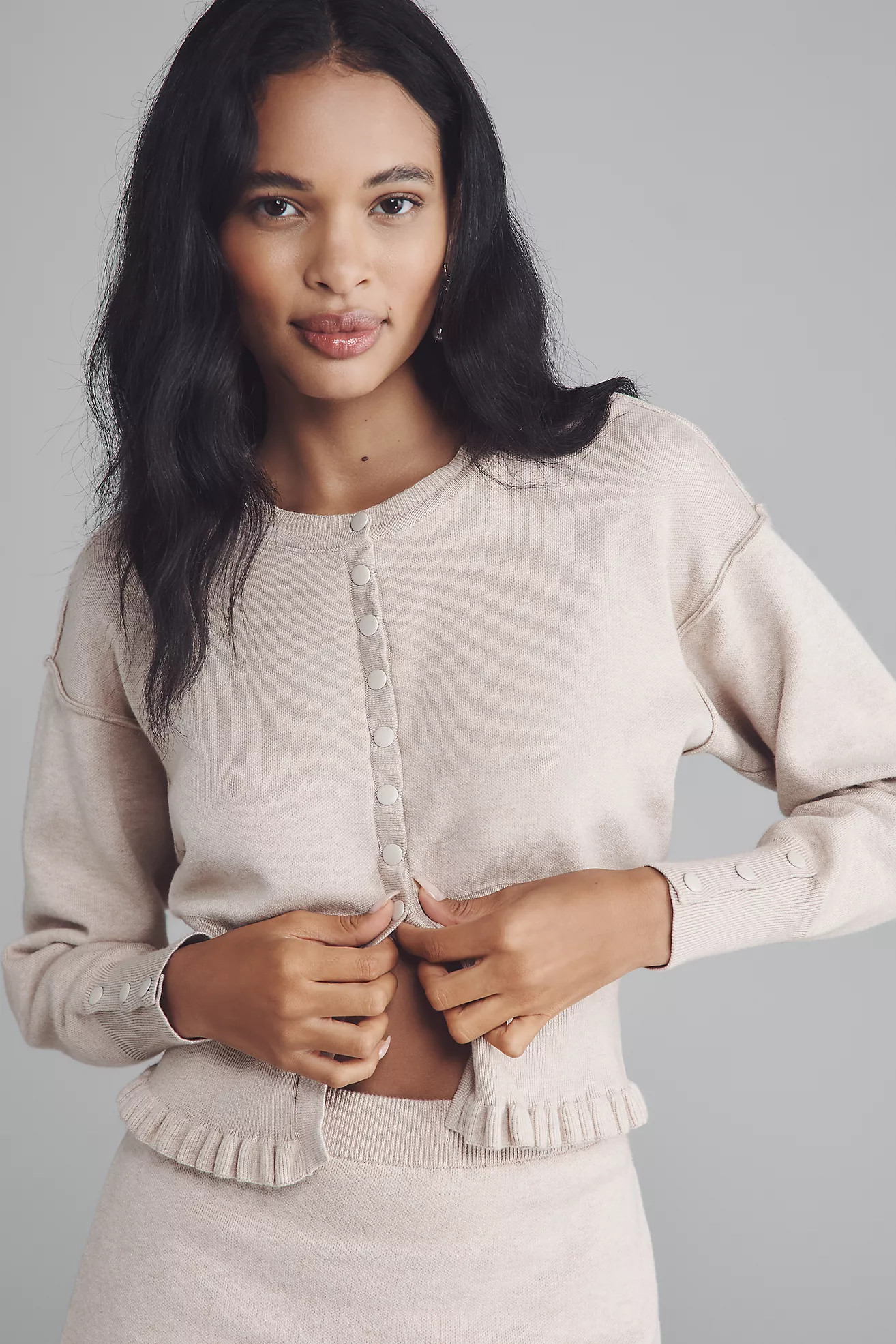 Pilcro Crew-Neck Fitted-Waist Cardigan Sweater | Anthropologie (US)