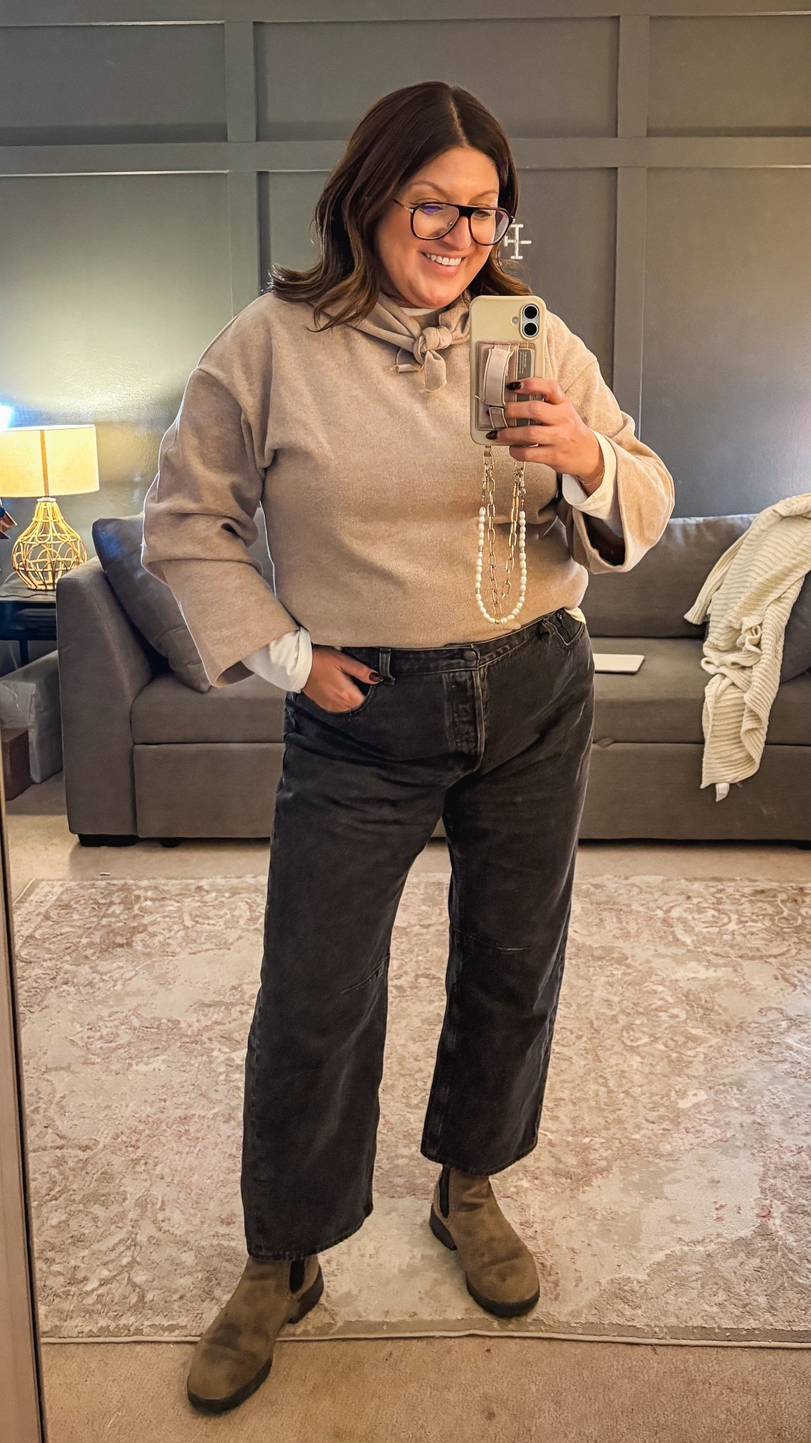 ASOS Sweater (XL)
Madewell jeans (32)
Blundstones 

#LTKMidsize #LTKootd #LTKOver40