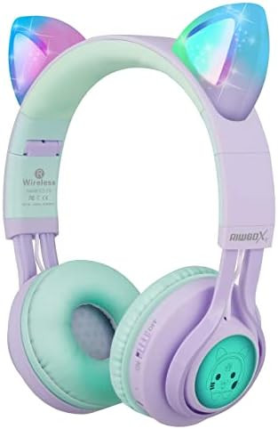 Riwbox Kids Wireless Headphones, CT-7S Cat Ear Bluetooth, 85dB Volume Limiting, LED Light Up Over... | Amazon (US)