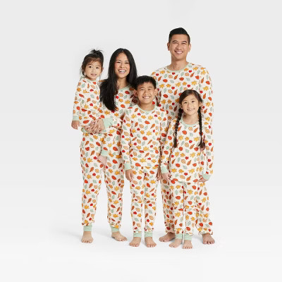 Fall Leaf Print Matching Family Pajama Set Collection Cream | Target