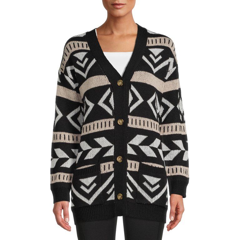 No Boundaries Juniors' Pattern Cardigan Sweater - Walmart.com | Walmart (US)