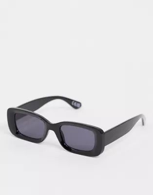 ASOS DESIGN square bevelled sunglasses in black | ASOS (Global)