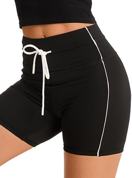 Aoysky Womens Buttery Soft Drawstring Biker Shorts 5" High Waisted Workout Yoga Shorts Running Gy... | Amazon (US)