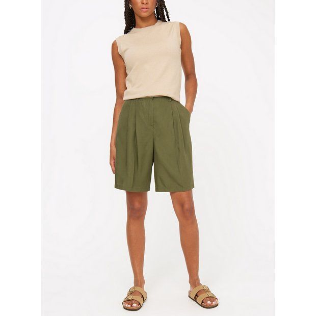 Buy Green Bermuda Tencel Shorts  14 | Shorts | Tu | Tu Clothing