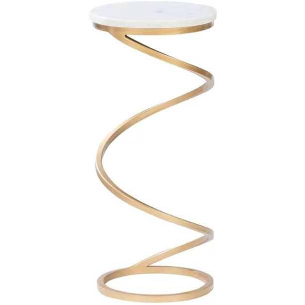 Powell D1323A20W Rian Spiral Drink Table, White - Marble & Gold Iron | Walmart (US)