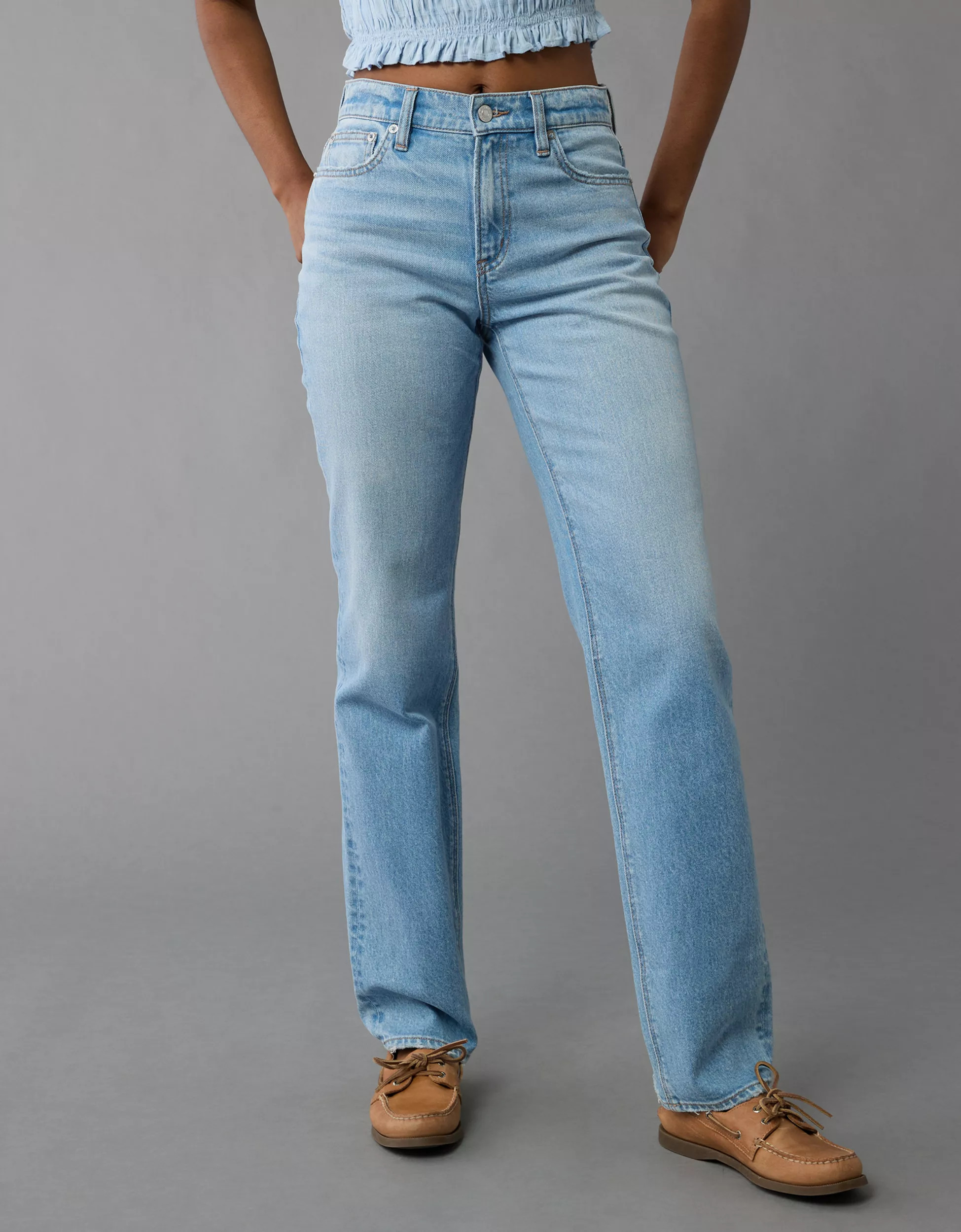 AE Stretch Super High-Waisted Straight Jean | American Eagle Outfitters (US & CA)