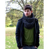 Men's Chunky Cowl Scarf Snood Hand Knit Neck Winter Accessories Gray Mix | Etsy (US)