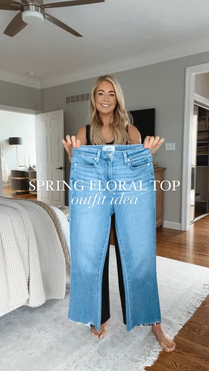 Loving this floral top for spring 🌿 Wearing a small in top & 26 in jeans. The jeans have stretch. 

Spring outfit, jeans, floral top, clear strap heels, Easter outfit

#LTKunder50 #LTKSeasonal #LTKFind