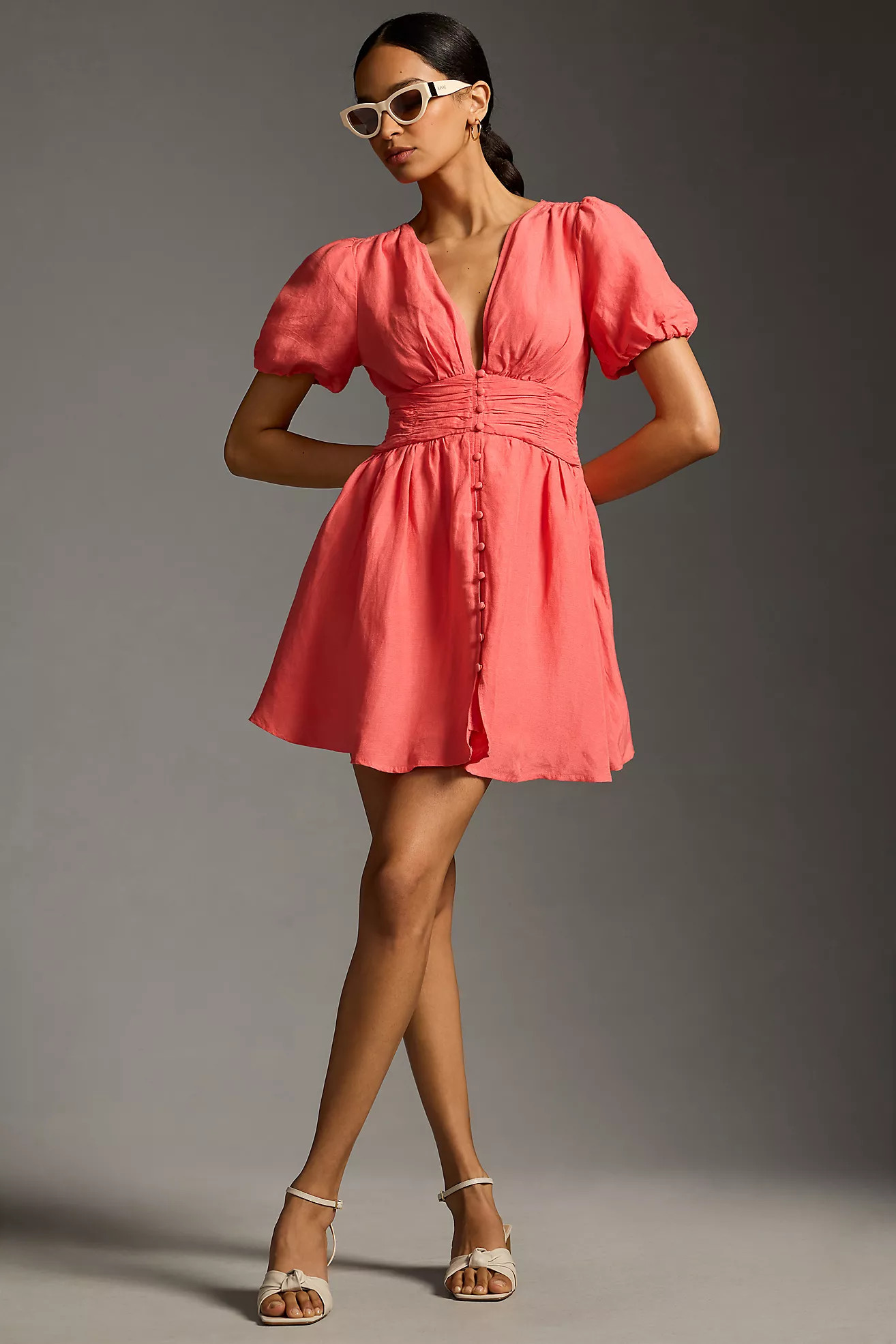 The Katerina Button-Front Mini Dress | Anthropologie (US)