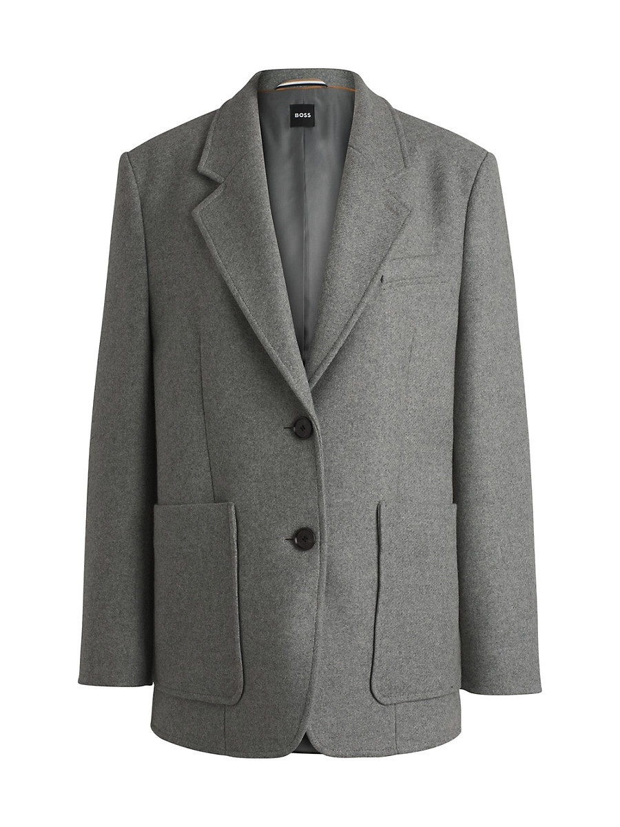 Women's Oversized-Fit Blazer in Melange Wool - Grey - Size 4 | Saks Fifth Avenue
