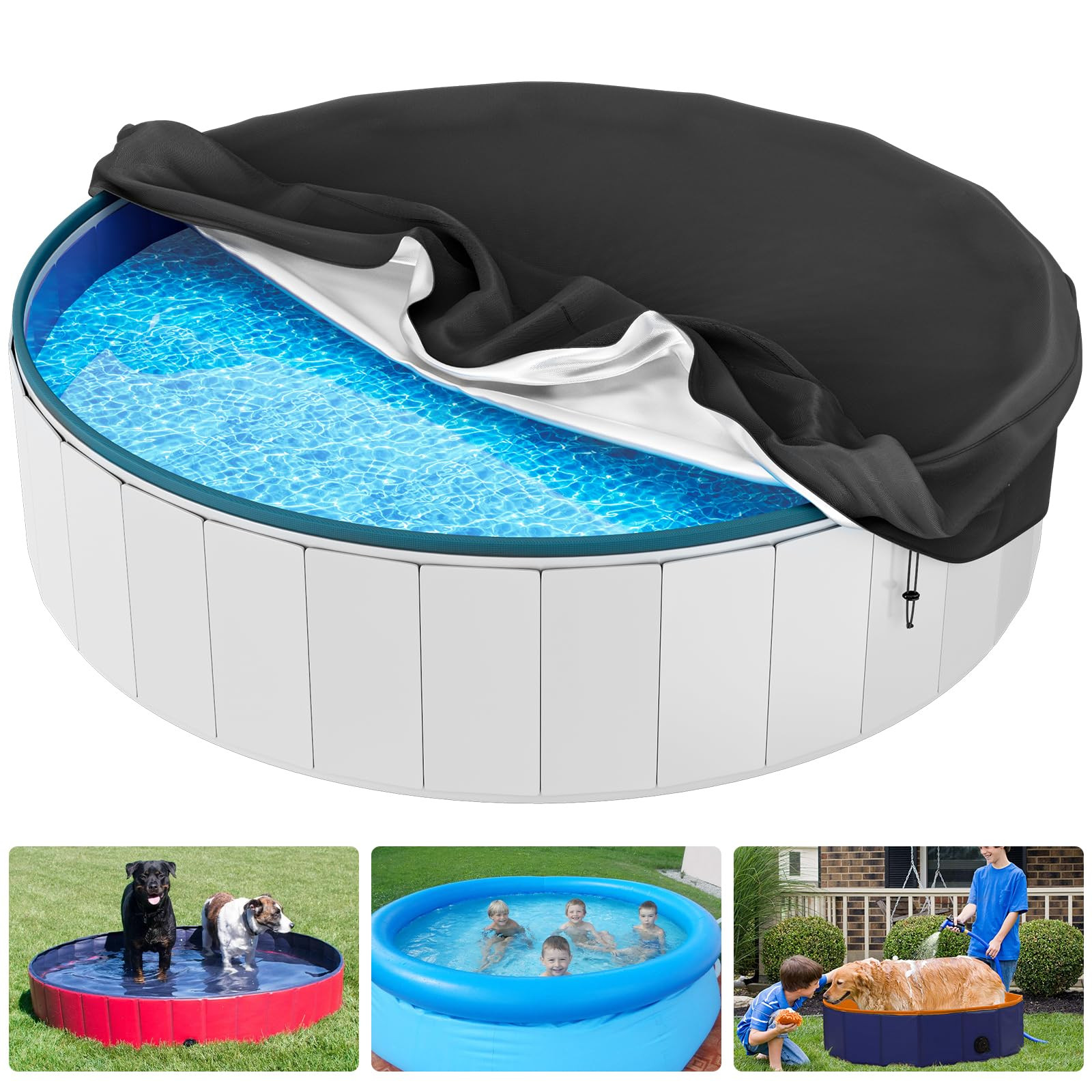 48" Foldable Dog Pool Cover, Round Swimming Pool Cover for Pets Kids Bath Tub, Inflatable Pool,An... | Amazon (US)