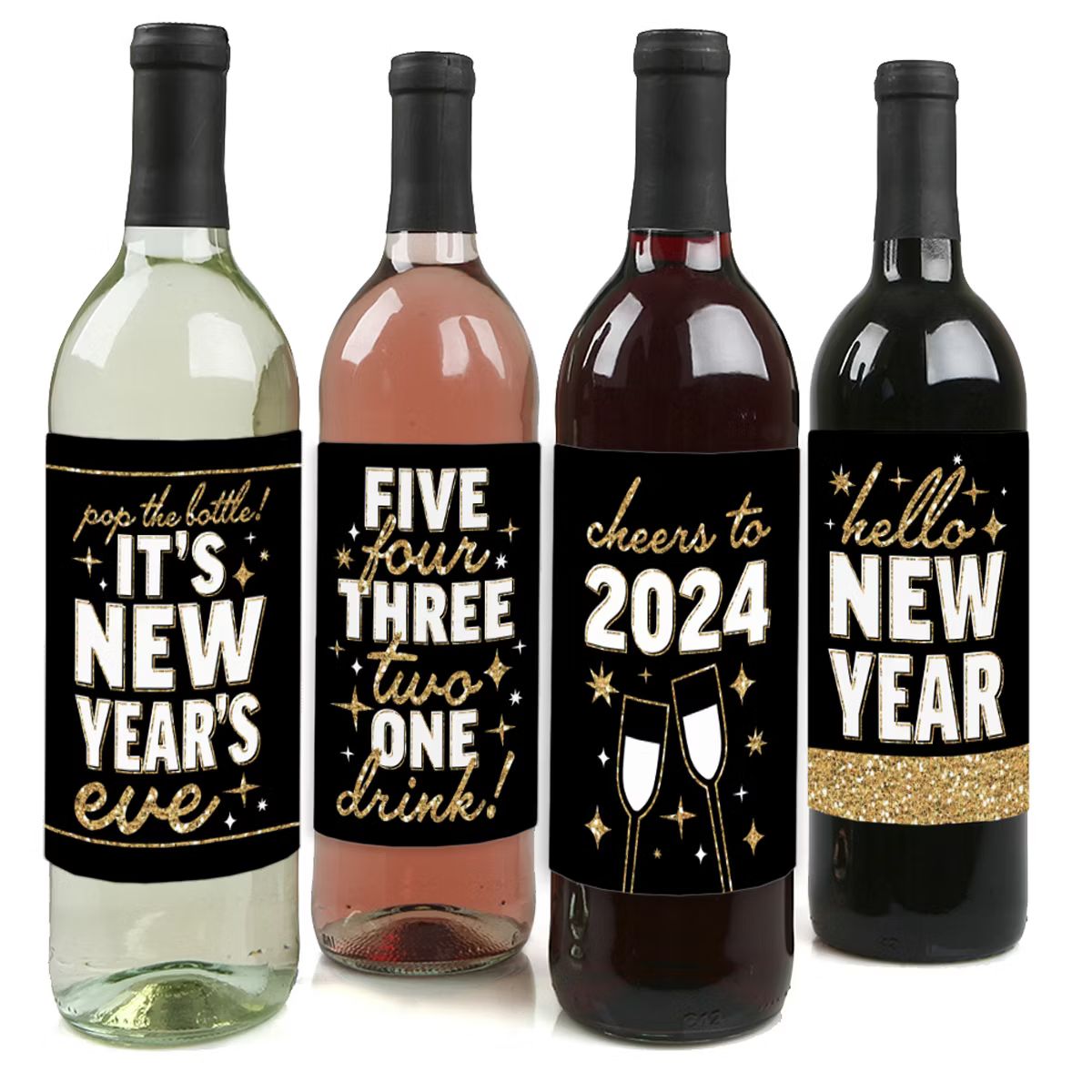 Big Dot of Happiness Hello New Year - 2024 NYE Party Decorations for Women and Men - Wine Bottle ... | Target