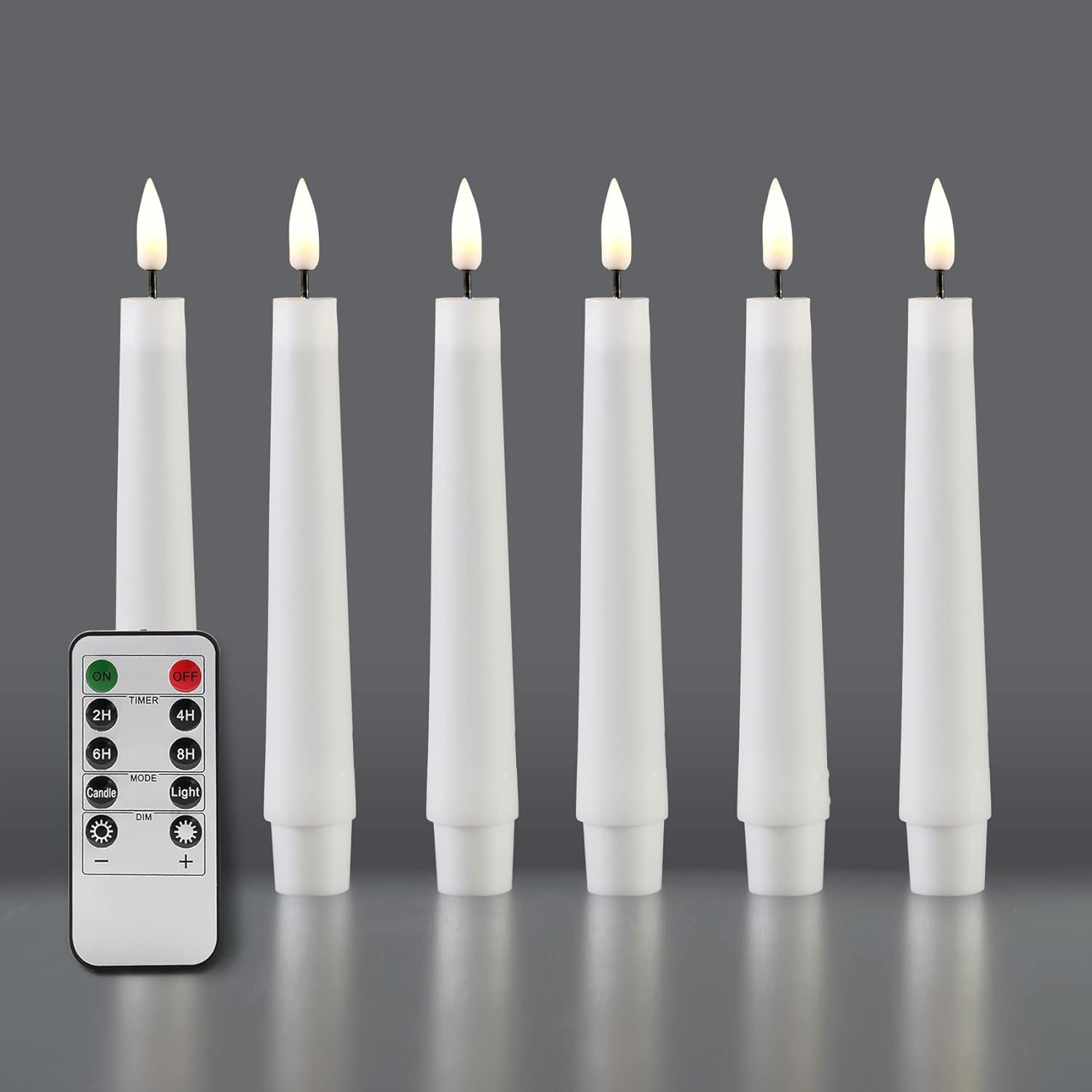 Eywamage White Short Flameless Taper Candles with Remote Timer, Flickering LED Wax Battery Candle... | Amazon (US)