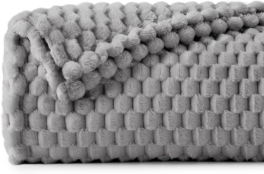 BEDELITE Fleece Throw Blanket for Couch & Bed - 3D Jacquard Decorative Grey Blanket, Super Soft a... | Amazon (US)