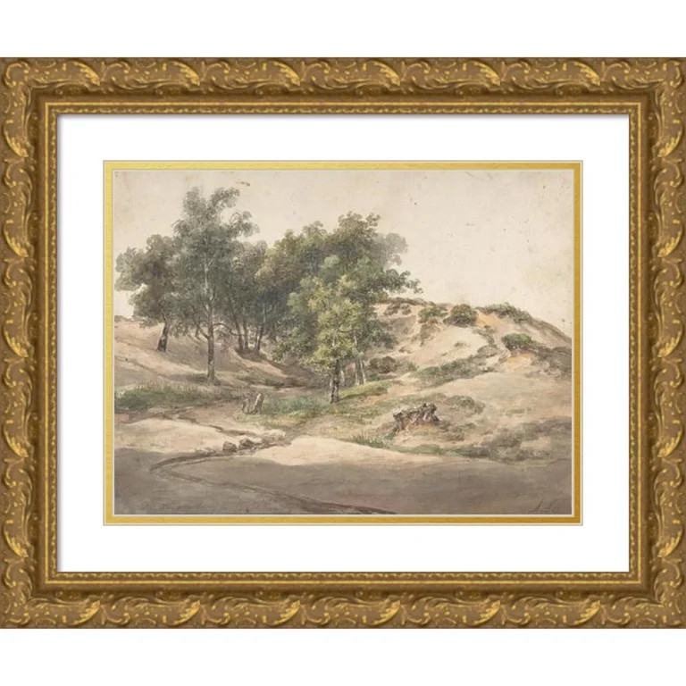 Andreas Schelfhout 14x12 Gold Ornate Wood Frame and Double Matted Museum Art Print Titled - A Woo... | Walmart (US)