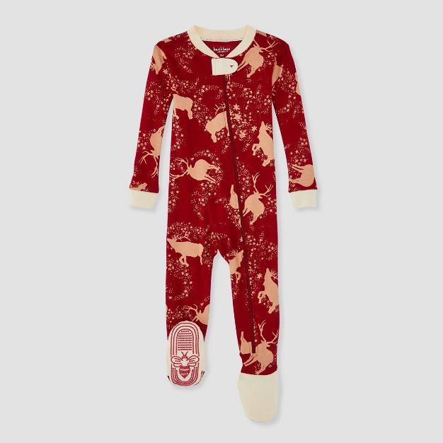 Burt's Bees Baby® Baby Reindeers Organic Cotton Footed Pajama - Red | Target