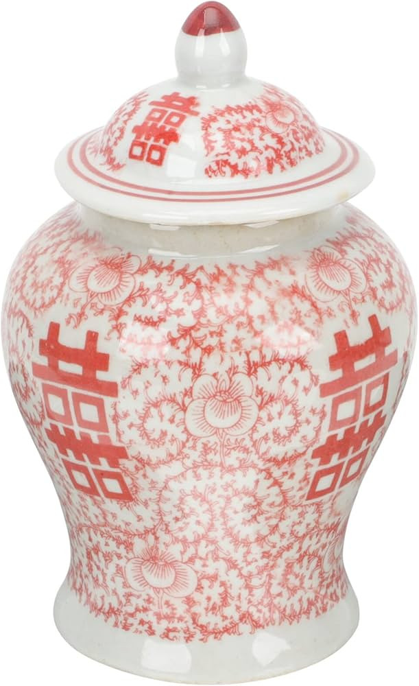 Chinese Ginger Jar with Lid Chinoiserie Antique Style,Porcelain Flowers Covered Jar Vase,Ceramic ... | Amazon (US)